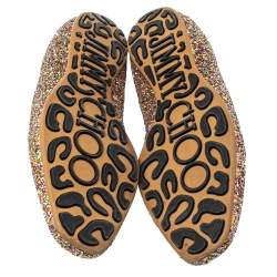 Jimmy Choo Gold Glitter Sloane Smoking Slippers Size 38