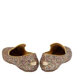 Jimmy Choo Gold Glitter Sloane Smoking Slippers Size 38