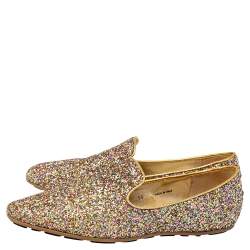 Jimmy Choo Gold Glitter Sloane Smoking Slippers Size 38