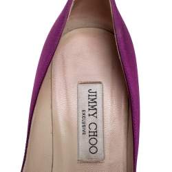 Pre Owned Jimmy Choo Exclusive Collection Purple Satin Manda Crystal Embellished Pointed Toe Pumps Size 39
