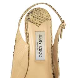 Jimmy Choo Beige/Brown Python Polar Espadrille Wedge Slingback Sandals Size 41.5