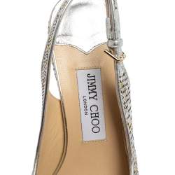 Pre Owned Jimmy Choo Sliver And Gold Leather Amely Sandals Size 39