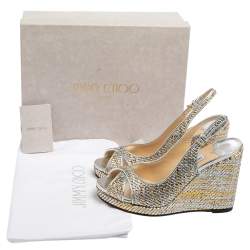 Pre Owned Jimmy Choo Sliver And Gold Leather Amely Sandals Size 39