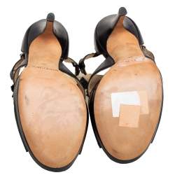 Pre Owned Jimmy Choo Black Leather Studded Mia Platform Sandals Size 36