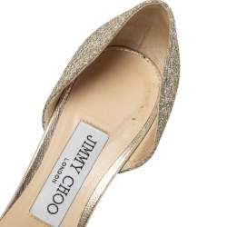 Pre Owned Jimmy Choo Gold/Silver Glitter Addison D'Orsay Pumps Size 37