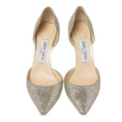Pre Owned Jimmy Choo Gold/Silver Glitter Addison D'Orsay Pumps Size 37