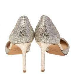 Pre Owned Jimmy Choo Gold/Silver Glitter Addison D'Orsay Pumps Size 37
