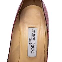 Pre Owned Jimmy Choo Red Python Anouk Pointed Toe Pumps Size 36