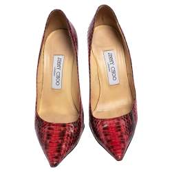 Pre Owned Jimmy Choo Red Python Anouk Pointed Toe Pumps Size 36