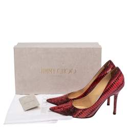 Pre Owned Jimmy Choo Red Python Anouk Pointed Toe Pumps Size 36
