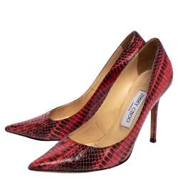 Pre Owned Jimmy Choo Red Python Anouk Pointed Toe Pumps Size 36