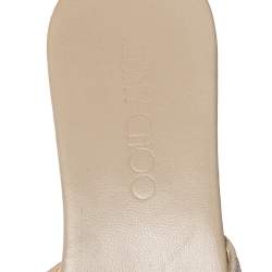 مملوكة مسبقًا Jimmy Choo Grey Leather Prima Cork Wedge Platform Slide Sandals Size 38