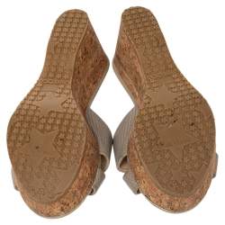 مملوكة مسبقًا Jimmy Choo Grey Leather Prima Cork Wedge Platform Slide Sandals Size 38