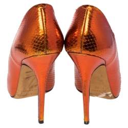 Pre Owned immy Choo Metallic Python Embossed Leather Anouk Pointed Pumps Size 37