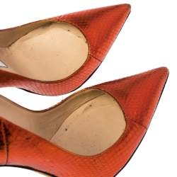 Pre Owned immy Choo Metallic Python Embossed Leather Anouk Pointed Pumps Size 37