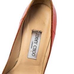 Pre Owned immy Choo Metallic Python Embossed Leather Anouk Pointed Pumps Size 37