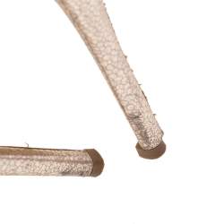 Pre Owned Jimmy Choo Silver Glitter Fabric And Metallic Leather Linda Ankle Strap Sandals Size 38