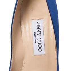 Pre Owned Jimmy Choo Exclusive Collection Blue Satin Manda Pointed Toe Pumps Size 38