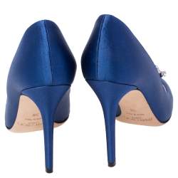 Pre Owned Jimmy Choo Exclusive Collection Blue Satin Manda Pointed Toe Pumps Size 38