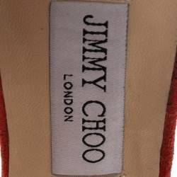 Pre Owned Jimmy Choo Orange Suede Agave Crystal Embellished T Strap Sandals Size 40
