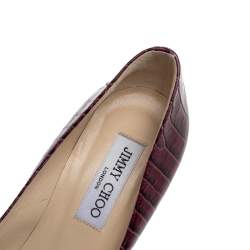 Jimmy Choo Purple Croc Embossed Leather Cosmic Pumps Size 37.5