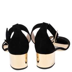 Pre Owned Jimmy Choo Black Suede Jamie Ankle Strap Sandals Size 37.5