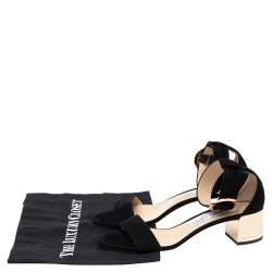 Pre Owned Jimmy Choo Black Suede Jamie Ankle Strap Sandals Size 37.5