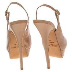 Pre Owned صندل جيمي تشو نوفا جلد بيج نعل سميك مقدمة مفتوحة حزام للكاحل مقاس 38
