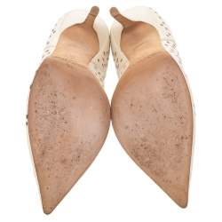 Pre Owned Jimmy Choo Cream Laser Cut Leather Romy Pumps Size 36