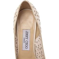 Pre Owned Jimmy Choo Cream Laser Cut Leather Romy Pumps Size 36