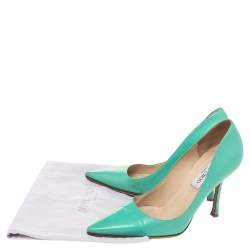 Pre Owned Jimmy Choo Green Leather Abel Pumps Size 38