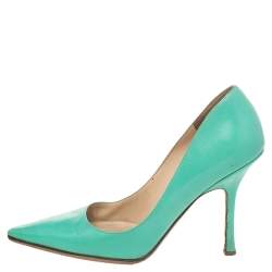 Pre Owned Jimmy Choo Green Leather Abel Pumps Size 38