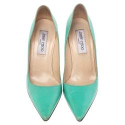 Pre Owned Jimmy Choo Green Leather Abel Pumps Size 38