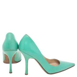 Pre Owned Jimmy Choo Green Leather Abel Pumps Size 38