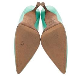 Pre Owned Jimmy Choo Green Leather Abel Pumps Size 38