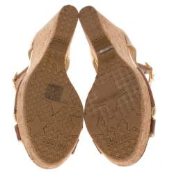 Pre Owned صندل جيمي تشو بابي جلد ذهبي ميتاليك/بني مزين مرآة كعب روكي فليني مقاس 39