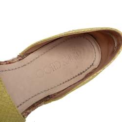 Pre Owned Jimmy Choo Yellow Snakeskin Embossed Leather Dreya D'orsay Flat Espadrilles Size 39