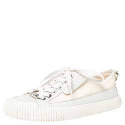 مملوكة مسبقًا Jimmy Choo Cream Canvas Low Top Sneakers Size 36