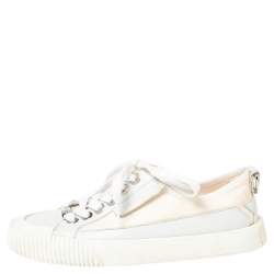 مملوكة مسبقًا Jimmy Choo Cream Canvas Low Top Sneakers Size 36