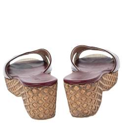 Pre Owned Jimmy Choo Dark Red Patent Leather Panna Cork Slides Size 41