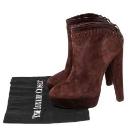 Jimmy Choo Burgundy Suede Back Zipper Ankle  Boots Size 37