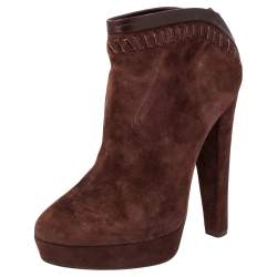 Jimmy Choo Burgundy Suede Back Zipper Ankle  Boots Size 37