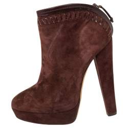 Jimmy Choo Burgundy Suede Back Zipper Ankle  Boots Size 37