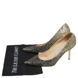 Pre Owned Jimmy Choo Metallic Gold/Bronze Coarse Glitter Romy  Pumps Size 36