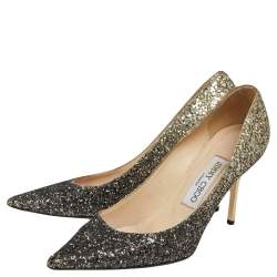Pre Owned Jimmy Choo Metallic Gold/Bronze Coarse Glitter Romy  Pumps Size 36