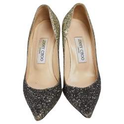 Pre Owned Jimmy Choo Metallic Gold/Bronze Coarse Glitter Romy  Pumps Size 36