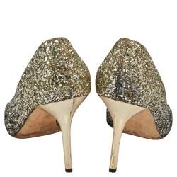 Pre Owned Jimmy Choo Metallic Gold/Bronze Coarse Glitter Romy  Pumps Size 36