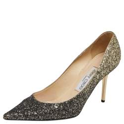 Pre Owned Jimmy Choo Metallic Gold/Bronze Coarse Glitter Romy  Pumps Size 36