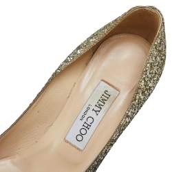 Pre Owned Jimmy Choo Metallic Gold/Bronze Coarse Glitter Romy  Pumps Size 36