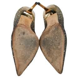 Pre Owned Jimmy Choo Metallic Gold/Bronze Coarse Glitter Romy  Pumps Size 36